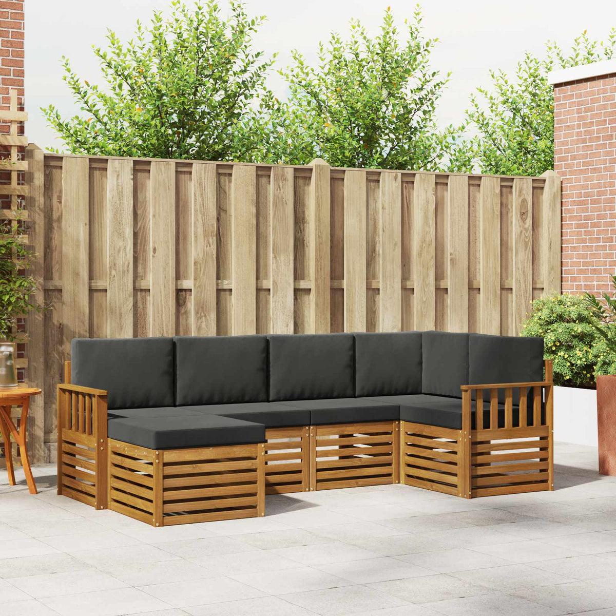Set vanjskih sofa 6 kom. Prirodna i antracit Poliester 247 x 128,5 x 73 cm