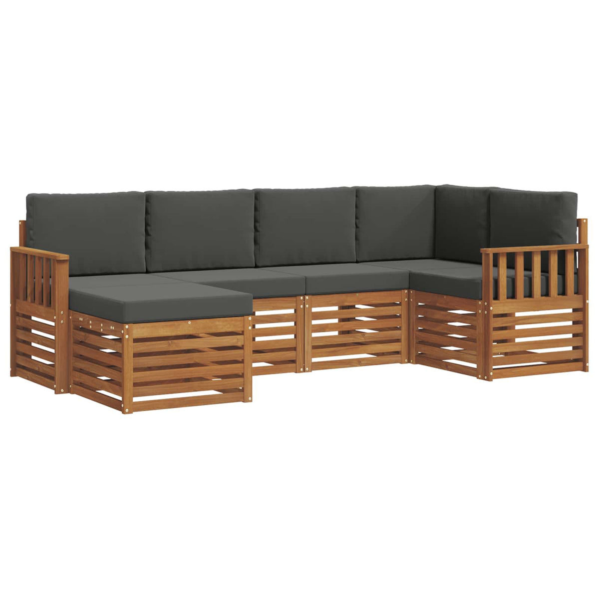 Set vanjskih sofa 6 kom. Prirodna i antracit Poliester 247 x 128,5 x 73 cm