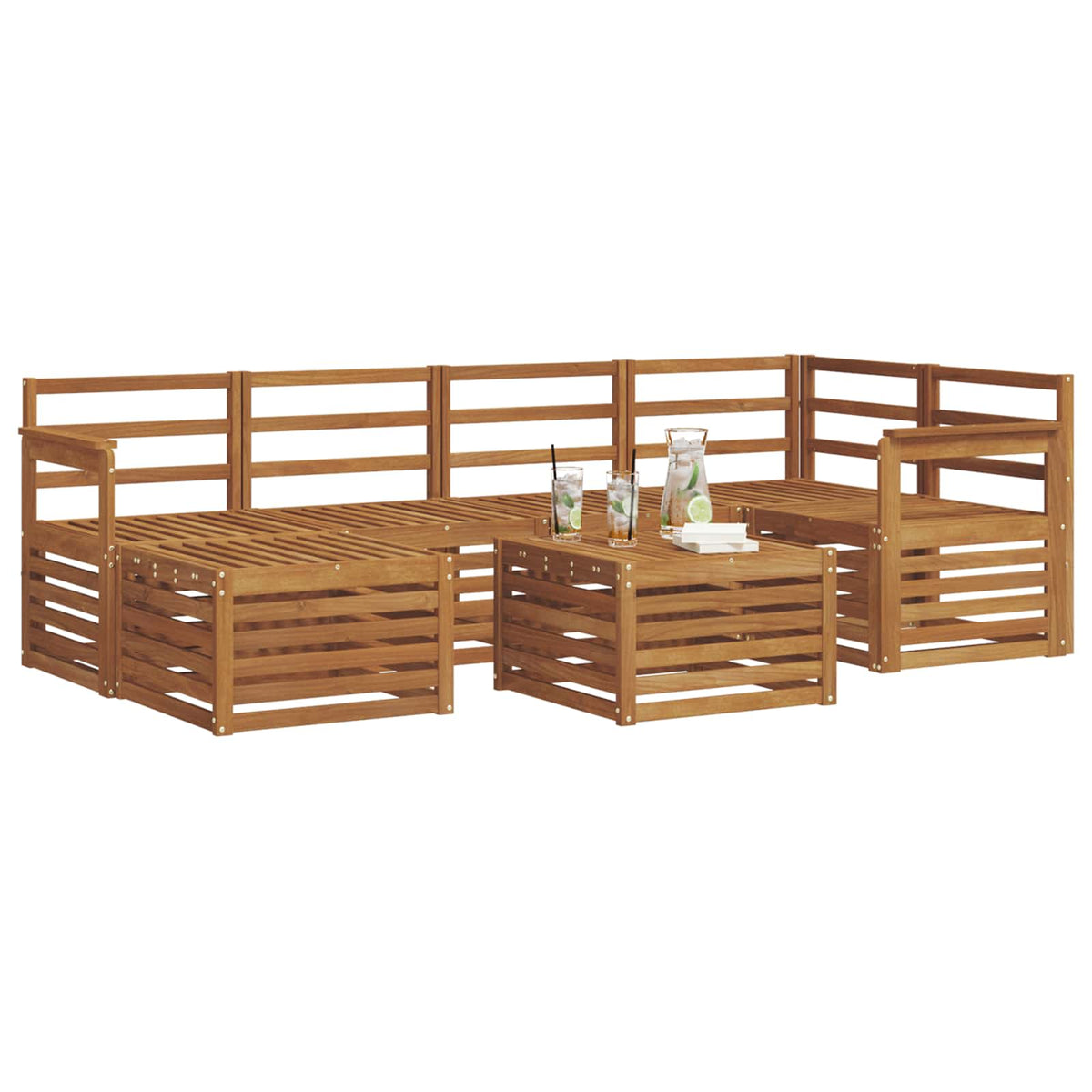 Set vanjskih sofa 7 kom. Prirodna Poliester 59 x 59 x 37 cm