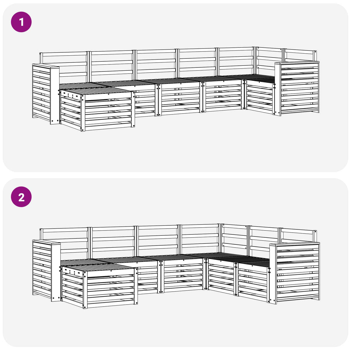Set vanjskih sofa 7 kom. Prirodna 310 x 132,5 x 73 cm