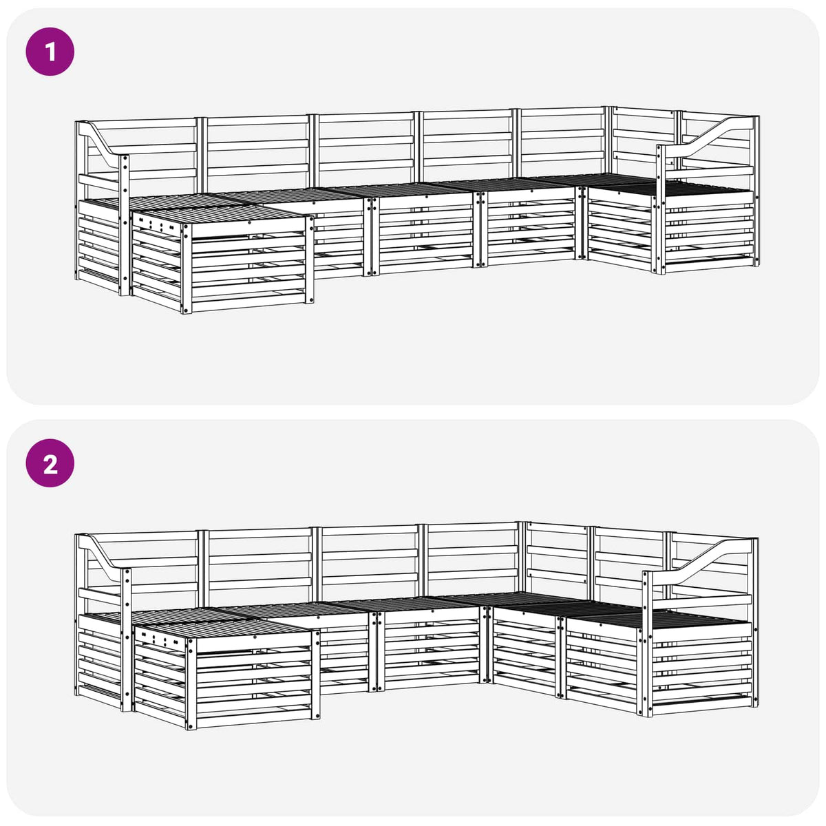 Set vanjskih sofa 7 kom. Prirodna 304 x 126,5 x 73 cm
