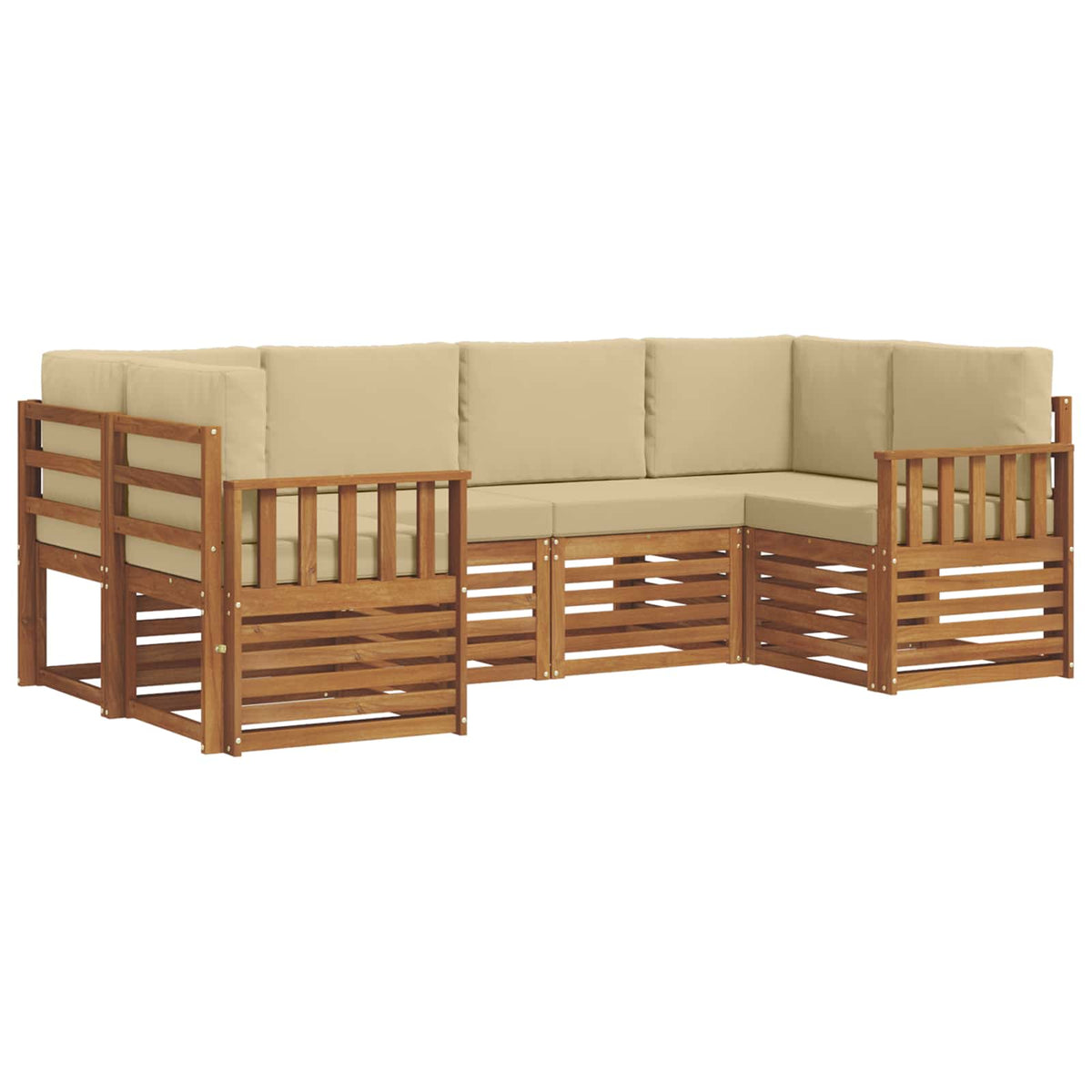 Set vanjskih sofa 6 kom. Prirodna Smeđa 245 x 128,5 x 73 cm