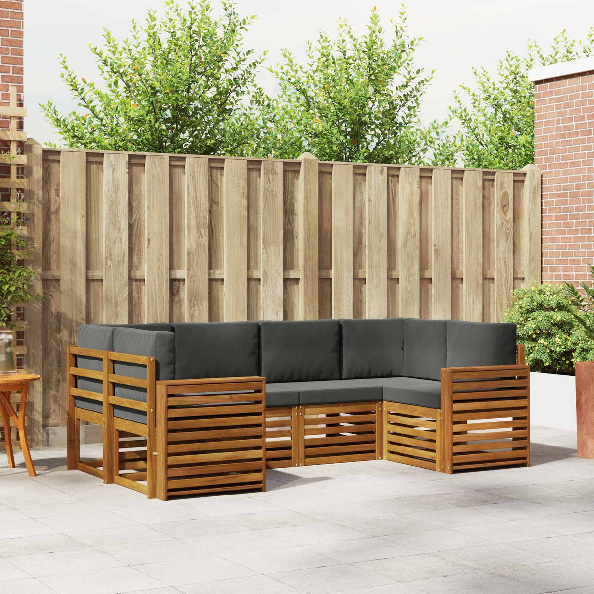 Set vanjskih sofa 6 kom. Prirodna i antracit Smeđa 245 x 132,5 x 73 cm