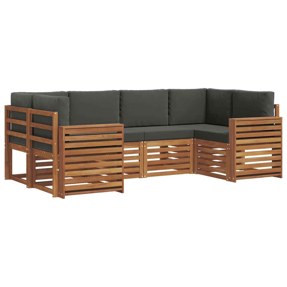 Set vanjskih sofa 6 kom. Prirodna i antracit Smeđa 245 x 132,5 x 73 cm