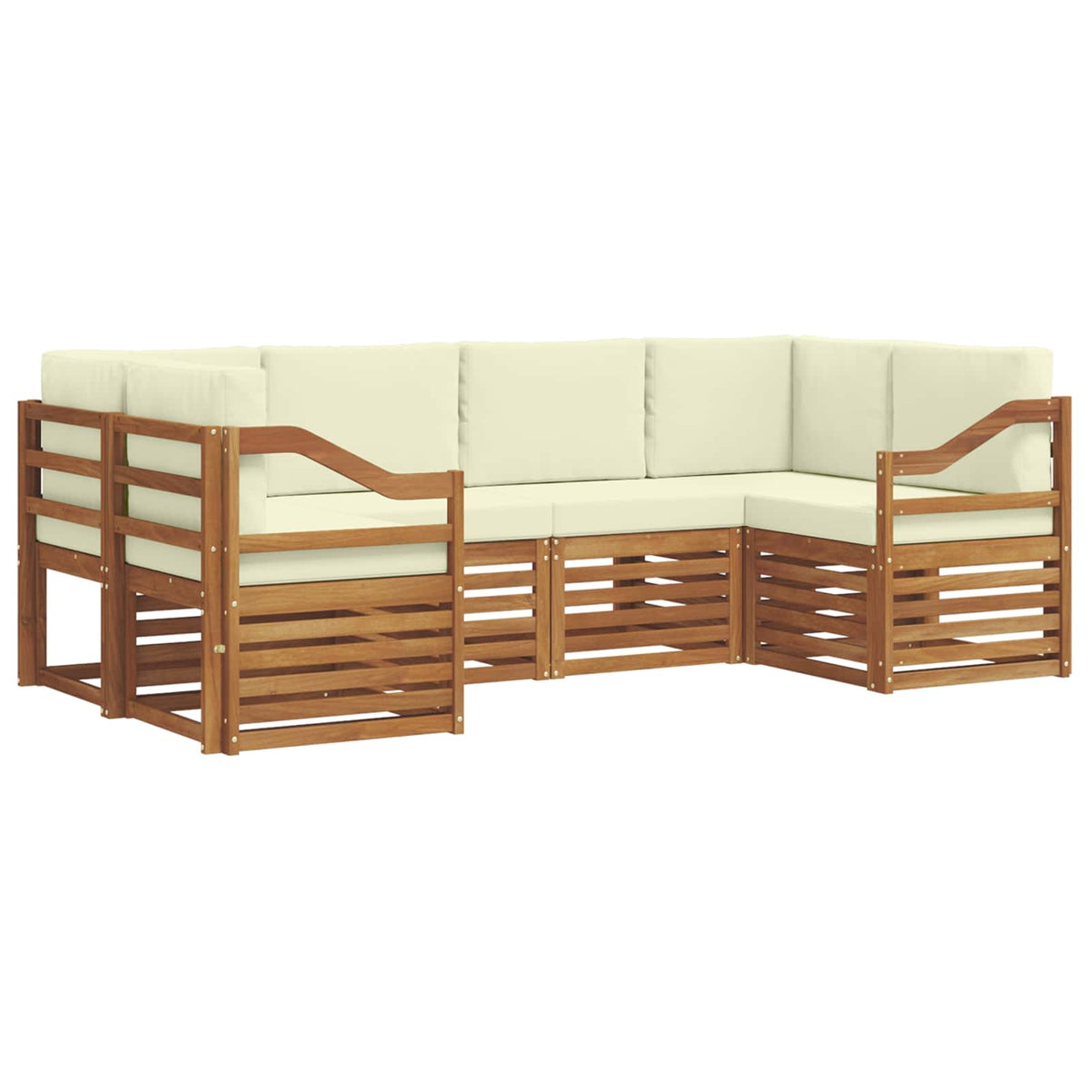 Set vanjskih sofa 6 kom. Prirodna i krem Smeđa 245 x 126,5 x 73 cm