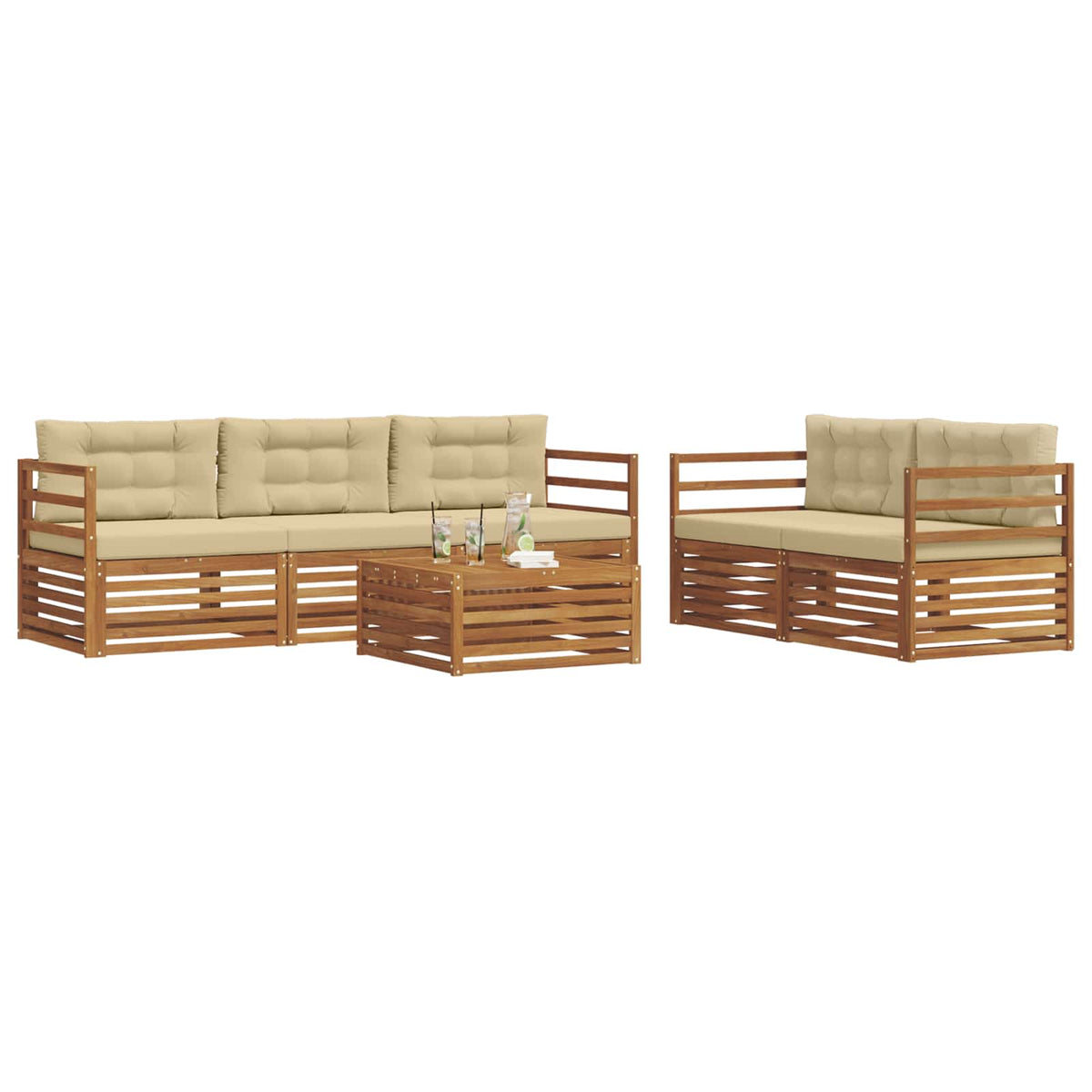 Set vanjskih sofa 6 kom. Prirodna i bež 79 x 79 x 37 cm