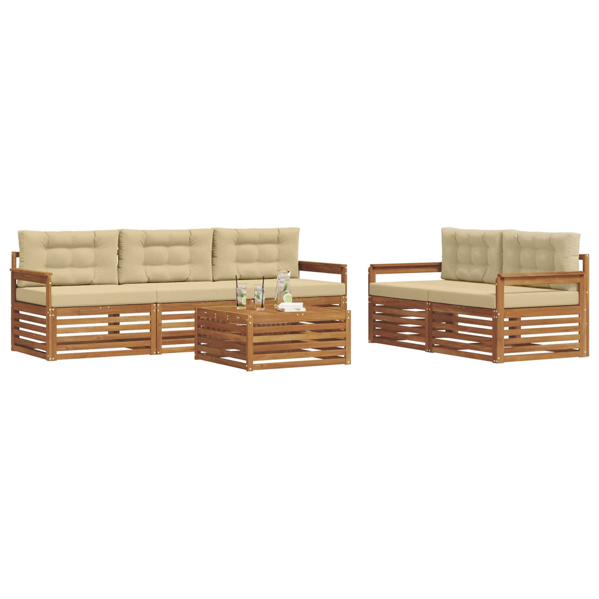Set vanjskih sofa 6 kom. Prirodna i bež 79 x 79 x 37 cm