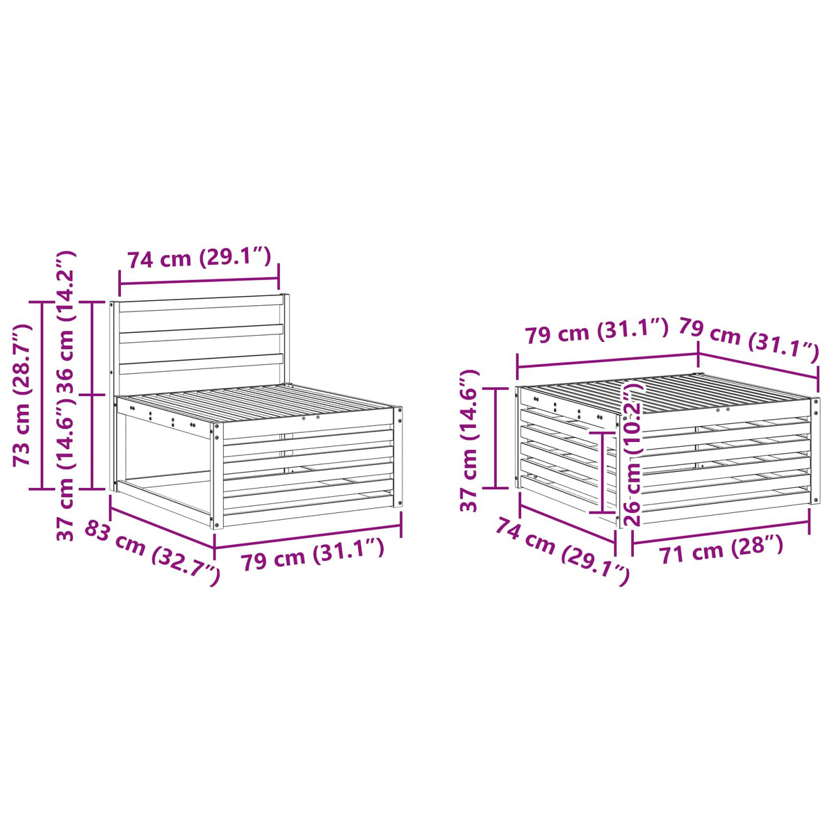 Set vanjskih sofa 5 kom. Prirodna Čvrsto drvo akacije Smeđa 333 x 162,5 x 73 cm