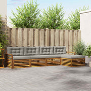 Set vanjskih sofa 5 kom. Prirodna i svijetlo siva 333 x 162,5 x 73 cm