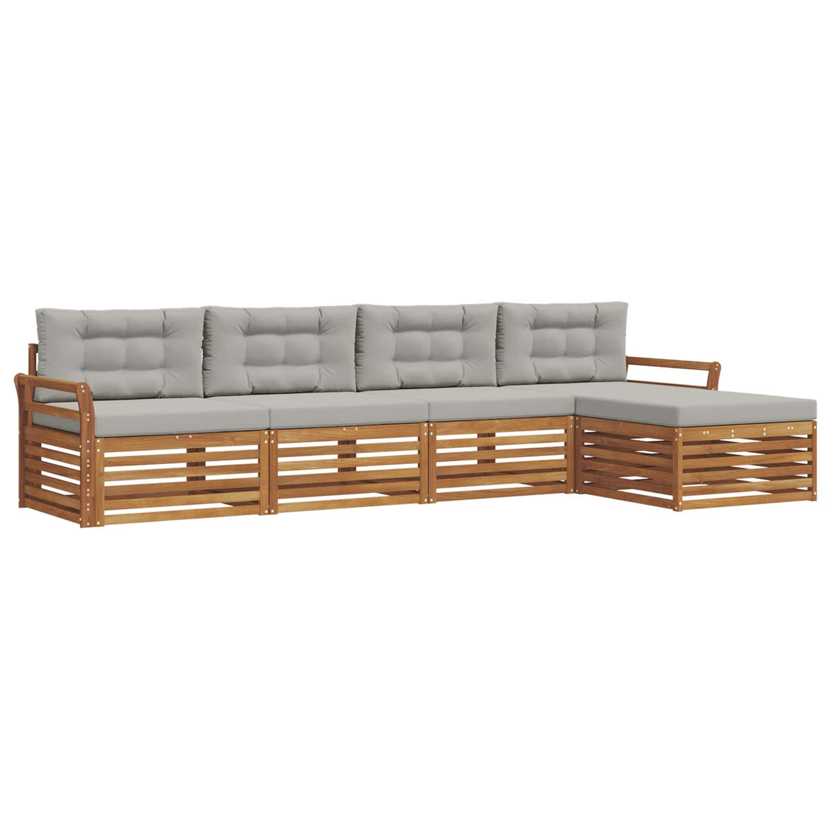 Set vanjskih sofa 5 kom. Prirodna i svijetlo siva 333 x 162,5 x 73 cm