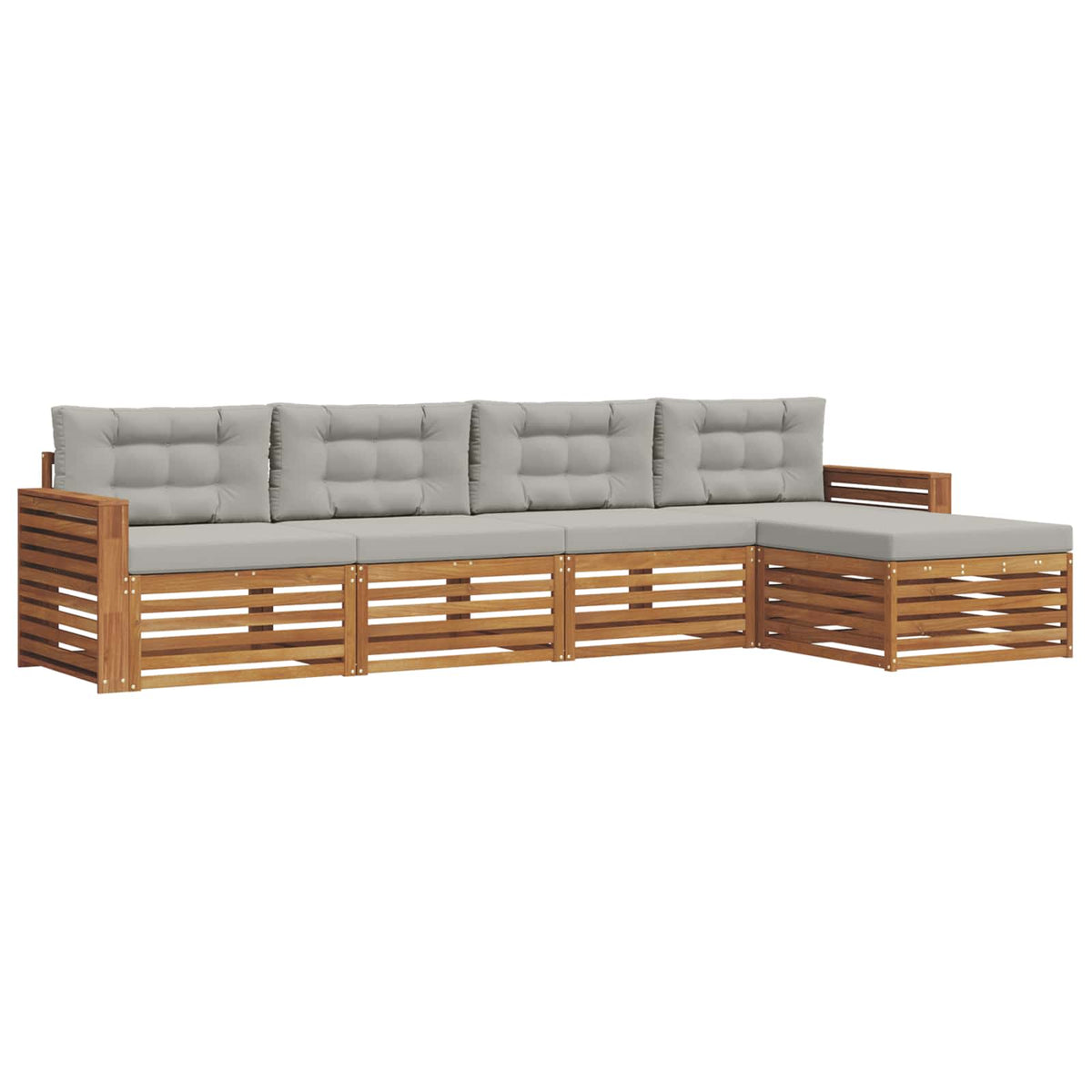 Set vanjskih sofa 5 kom. Prirodna i svijetlo siva 337 x 162,5 x 73 cm