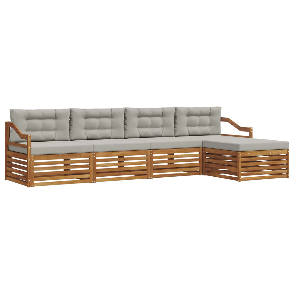 Set vanjskih sofa 5 kom. Prirodna i svijetlo siva 325 x 162,5 x 73 cm