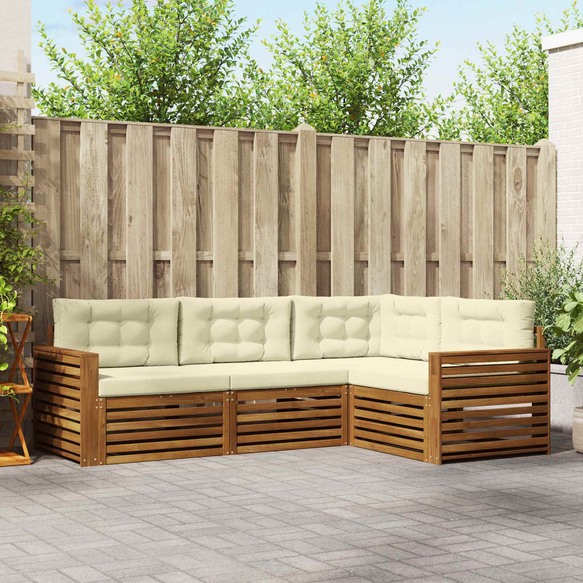 Set vanjskih sofa 4 kom. Prirodna i krem Smeđa 251,5 x 172,5 x 73 cm