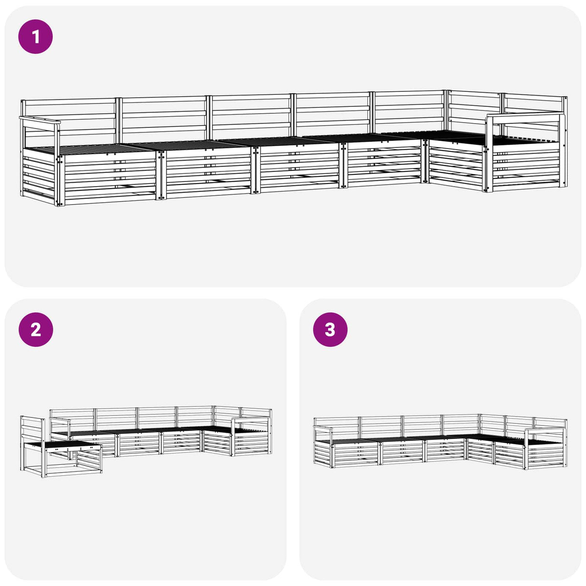 Set vanjskih sofa 6 kom. Prirodna Smeđa 406 x 168,5 x 73 cm