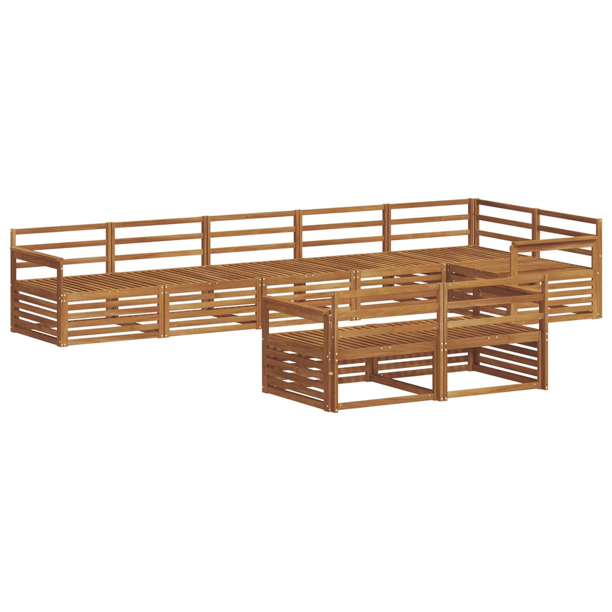 Set vanjskih sofa 8 kom. Prirodna Čvrsto drvo akacije Smeđa 406 x 168,5 x 73 cm