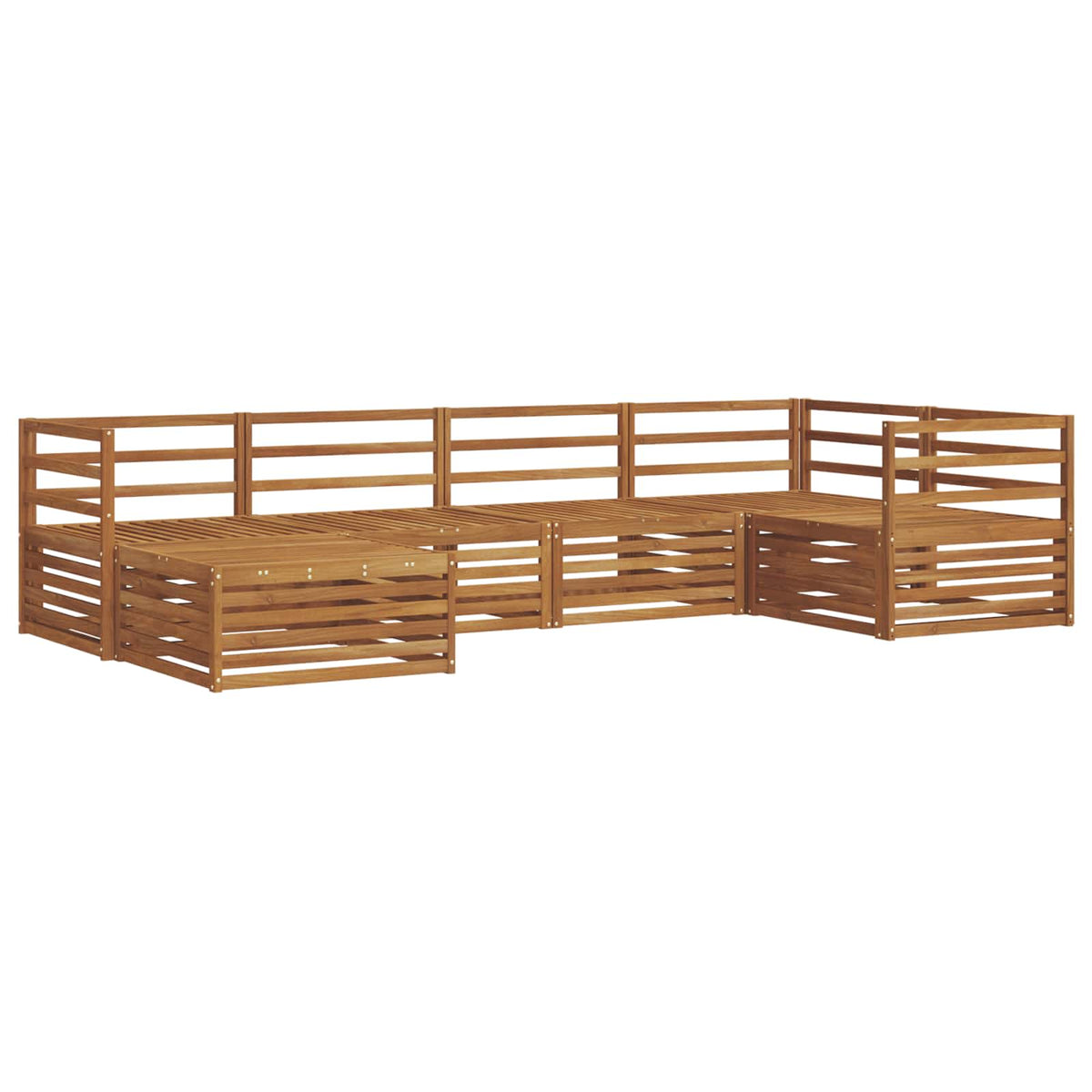 Set vanjskih sofa 6 kom. Prirodna Čvrsto drvo akacije Smeđa 325 x 166,5 x 73 cm