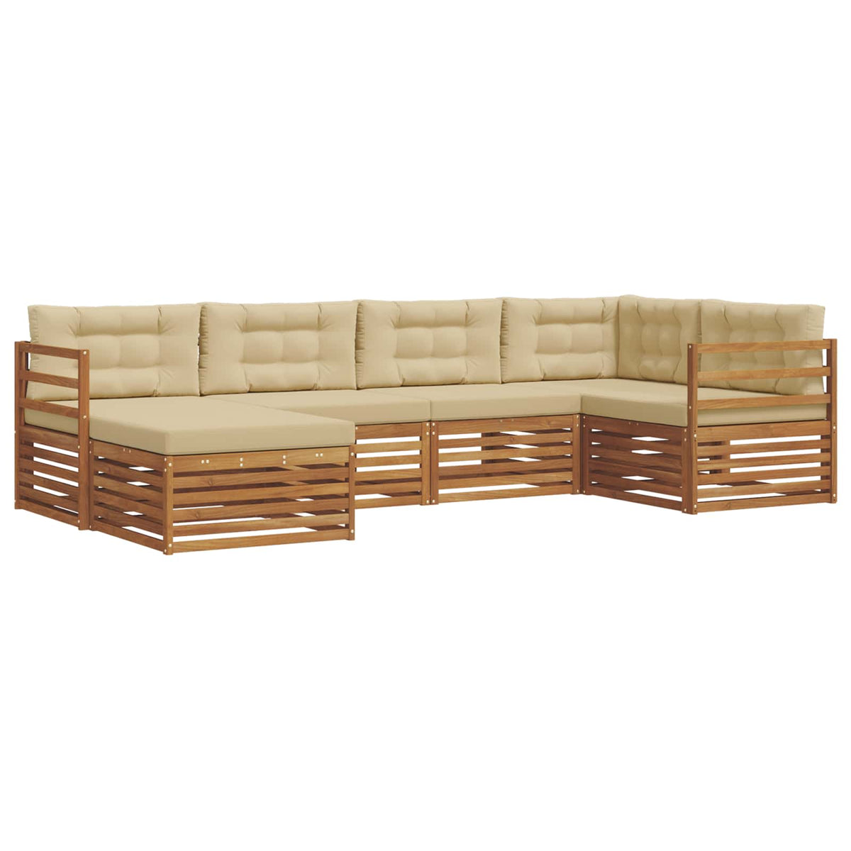 Set vanjskih sofa 6 kom. Prirodna i bež 325 x 166,5 x 73 cm