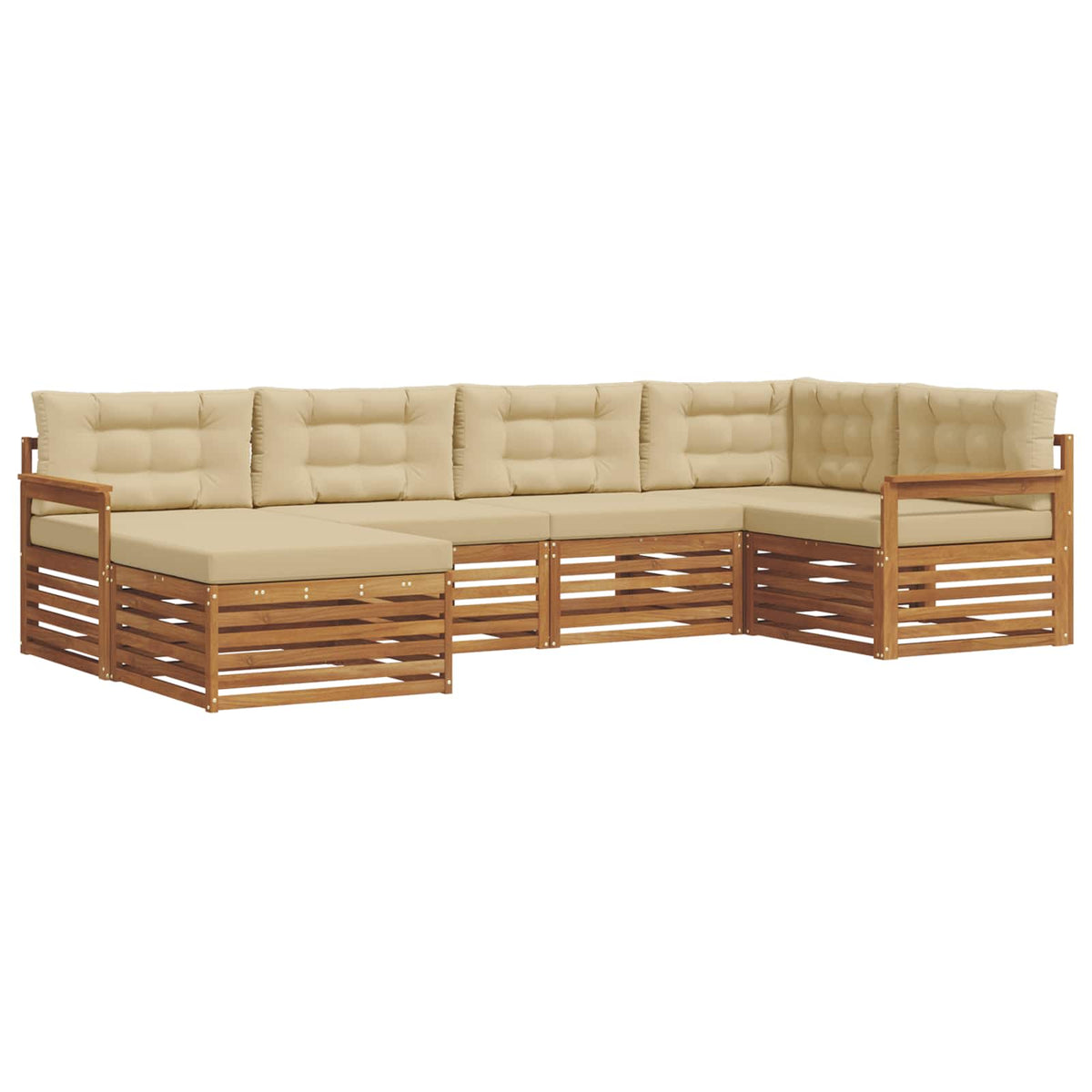 Set vanjskih sofa 6 kom. Prirodna i bež 327 x 168,5 x 73 cm