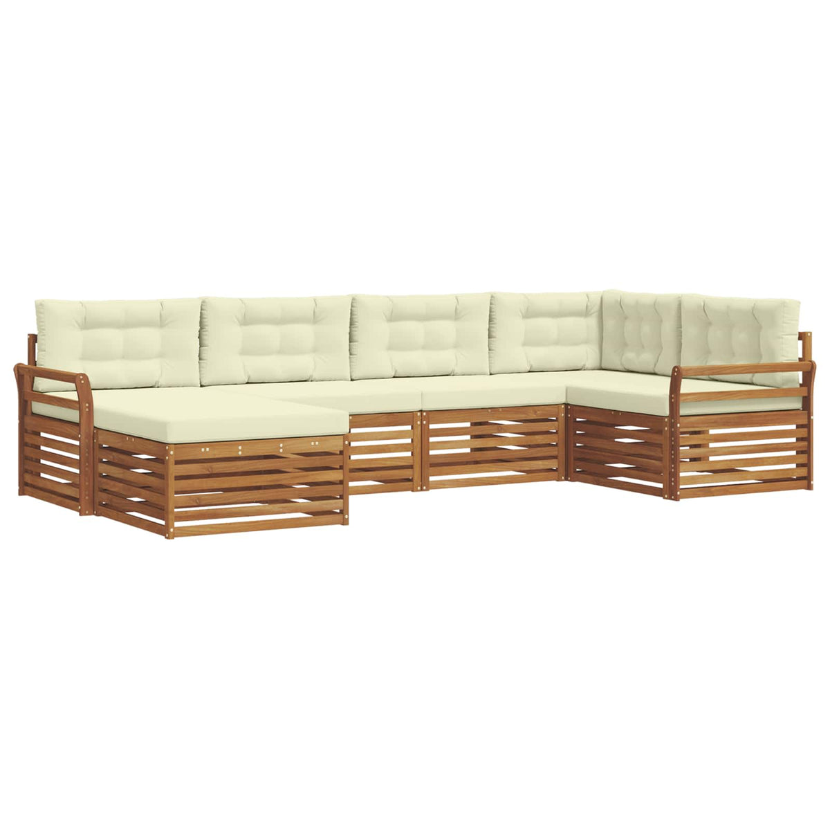 Set vanjskih sofa 6 kom. Prirodna i krem 329 x 170,5 x 73 cm