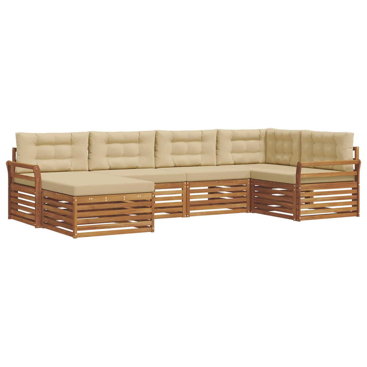 Set vanjskih sofa 6 kom. Prirodna i bež 329 x 170,5 x 73 cm