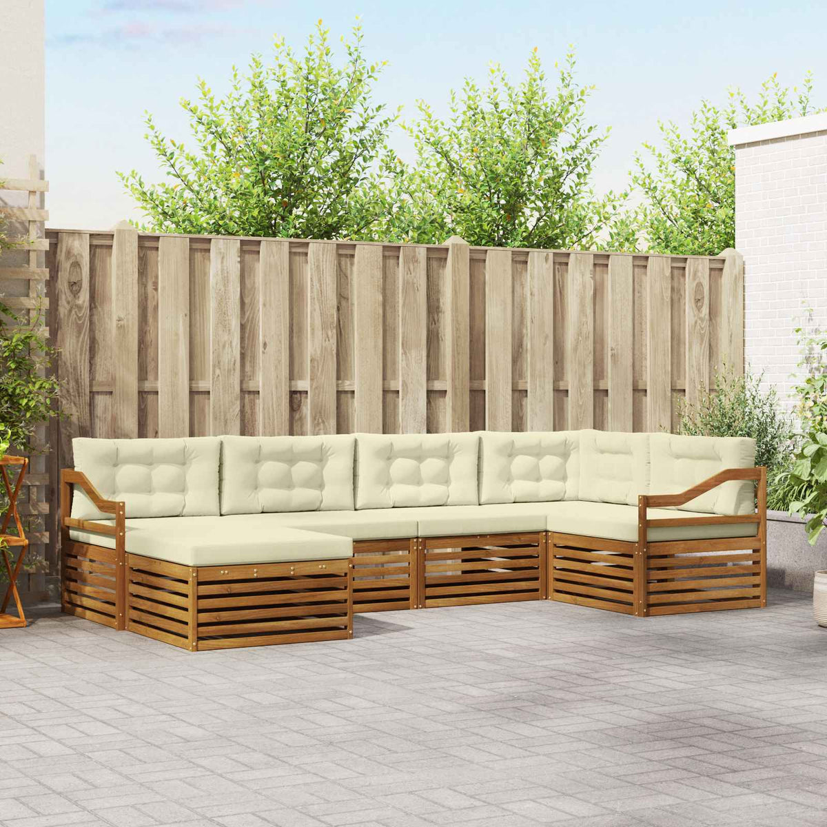 Set vanjskih sofa 6 kom. Prirodna i krem 325 x 166,5 x 73 cm