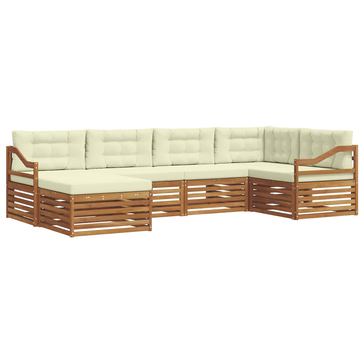 Set vanjskih sofa 6 kom. Prirodna i krem 325 x 166,5 x 73 cm