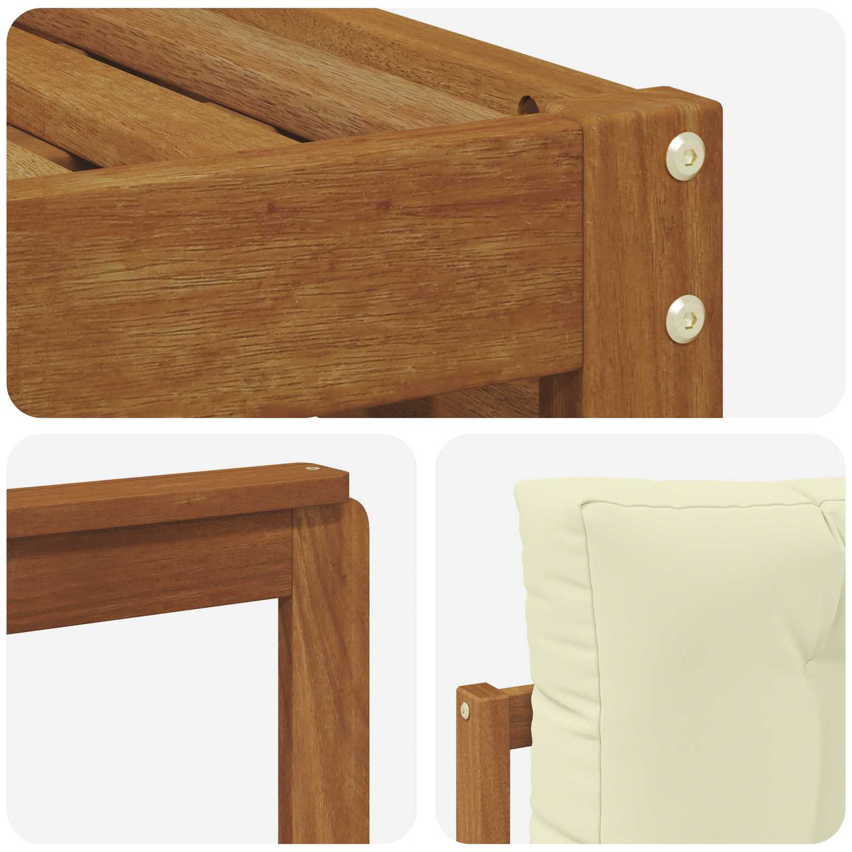 Set vanjskih sofa 8 kom. Prirodna i krem Čvrsto drvo akacije 406 x 247,5 x 73 cm