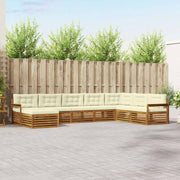 Set vanjskih sofa 8 kom. Prirodna i krem Čvrsto drvo akacije 406 x 247,5 x 73 cm