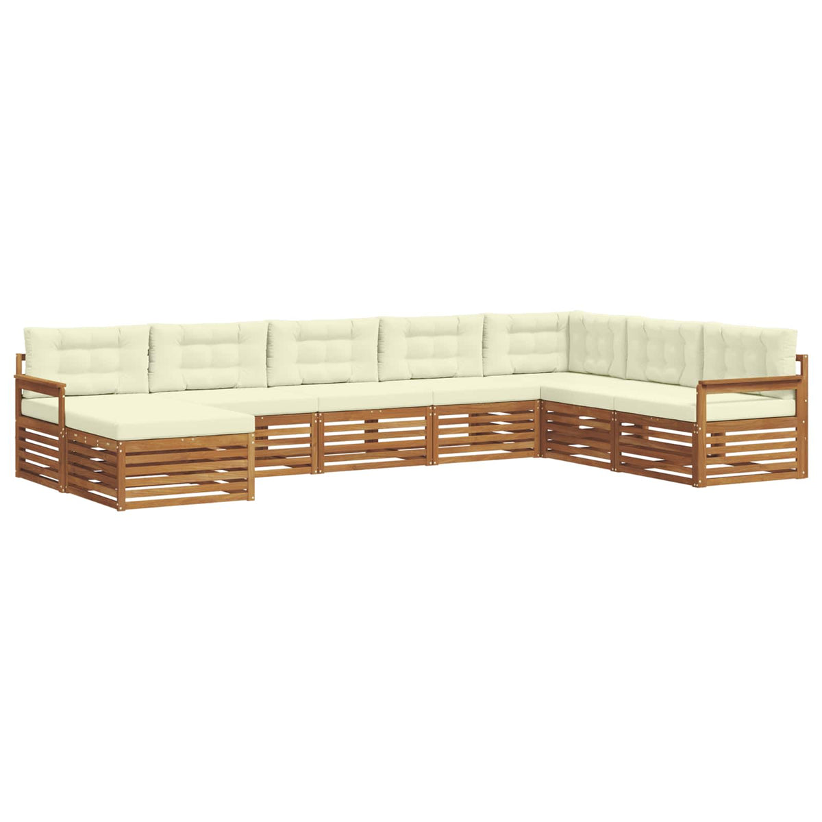 Set vanjskih sofa 8 kom. Prirodna i krem Čvrsto drvo akacije 406 x 247,5 x 73 cm
