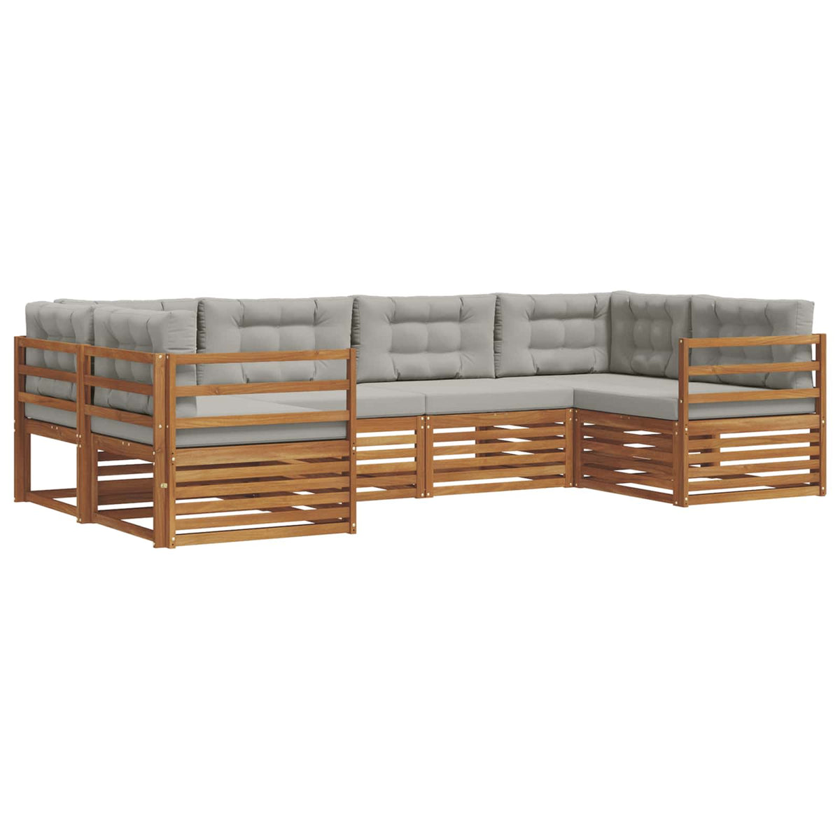 Set vanjskih sofa 6 kom. Prirodna i svijetlo siva 325 x 166,5 x 73 cm