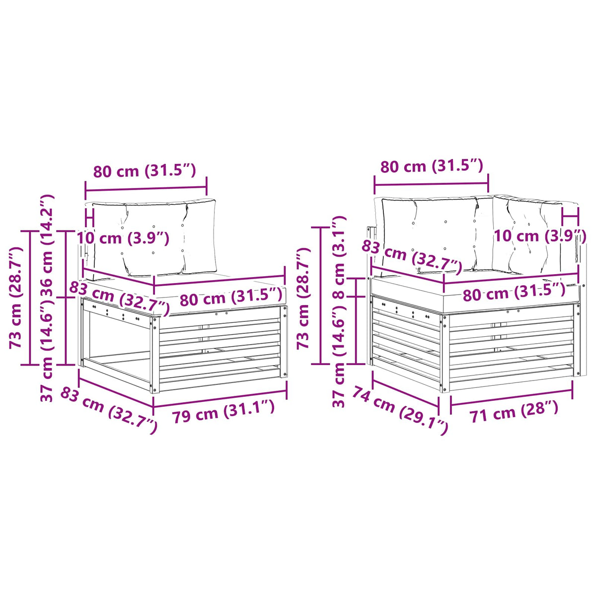 Set vanjskih sofa 6 kom. Prirodna i svijetlo siva 325 x 166,5 x 73 cm