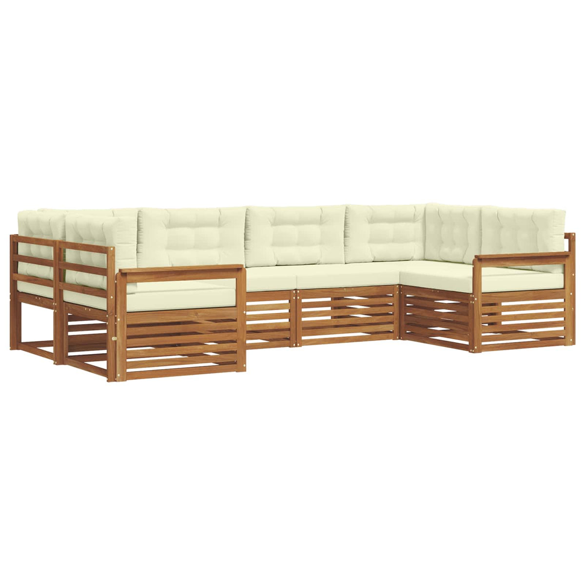 Set vanjskih sofa 6 kom. Prirodna i krem Čvrsto drvo akacije