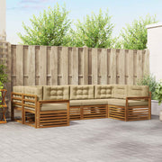 Set vanjskih sofa 6 kom. Prirodna i bež Čvrsto drvo akacije