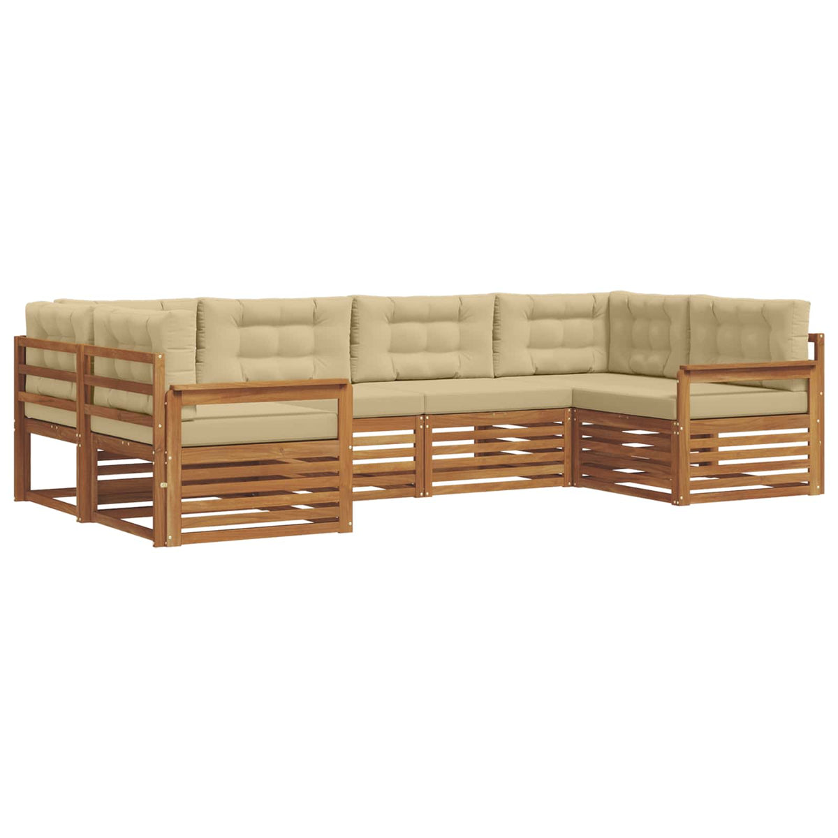 Set vanjskih sofa 6 kom. Prirodna i bež Čvrsto drvo akacije