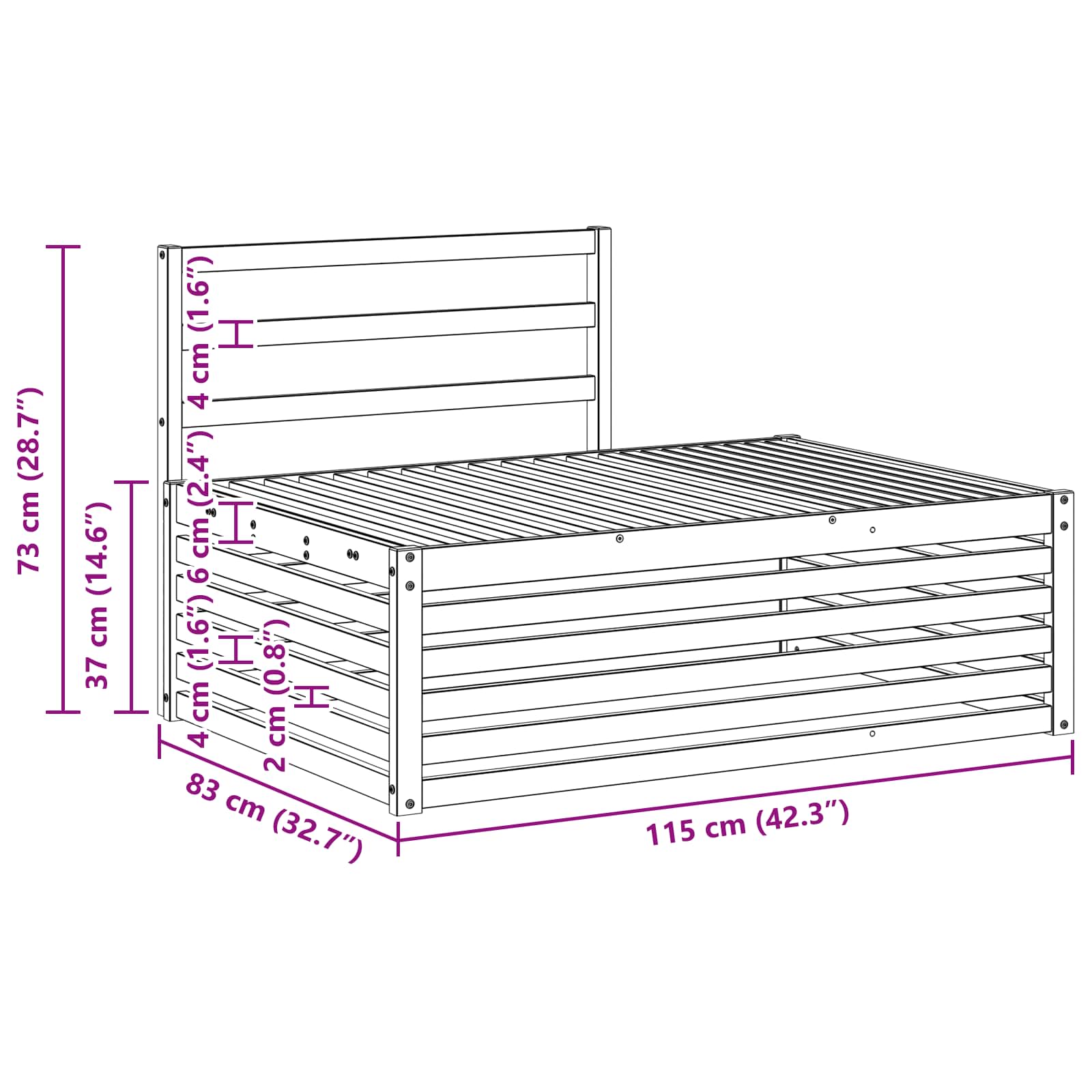 Set vanjskih sofa Prirodna 203,5 x 83 x 73 cm