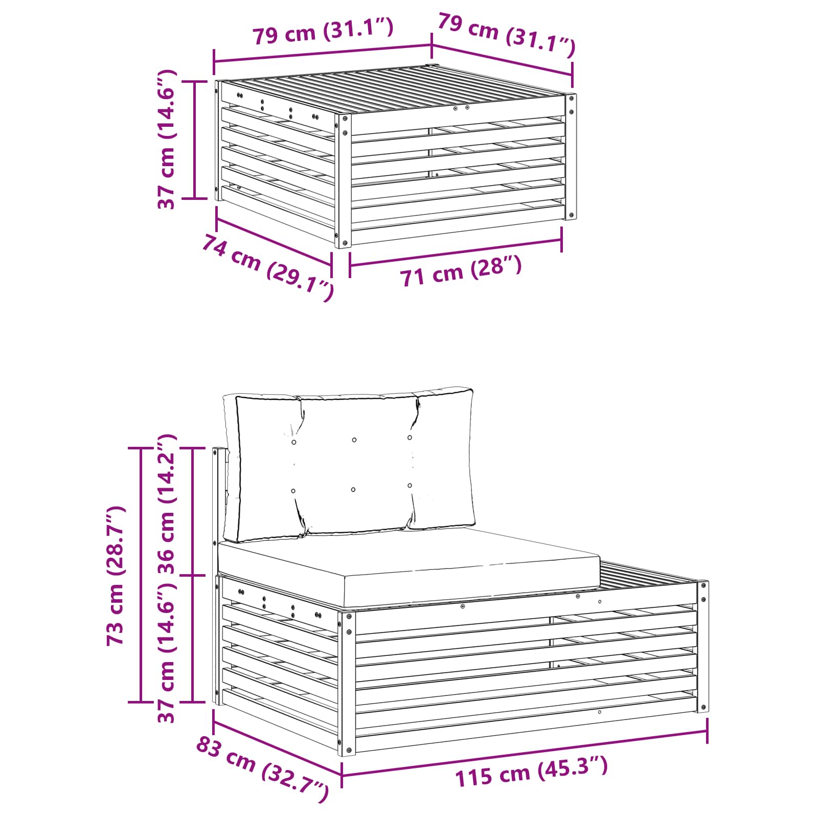 Set vanjskih sofa s jastukom 3 Komad Prirodna i bež