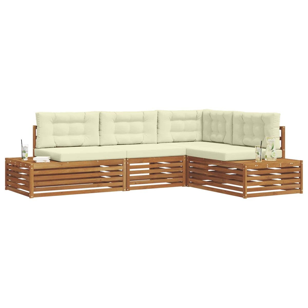 5 kom. Set vanjskih sofa Čvrsto drvo akacije i poliester