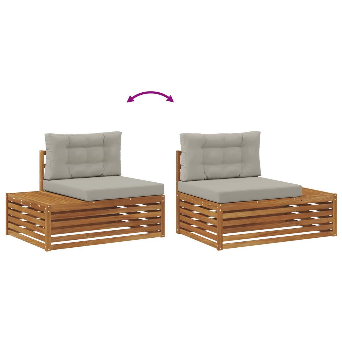 5 kom. Set vanjskih sofa Čvrsto drvo akacije i poliester