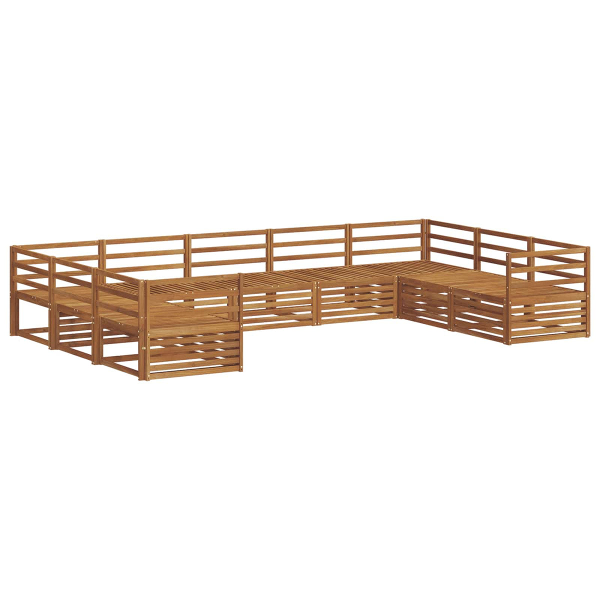 Set vanjskih sofa 9 kom. Prirodna Čvrsto drvo akacije 404 x 245,5 x 73 cm
