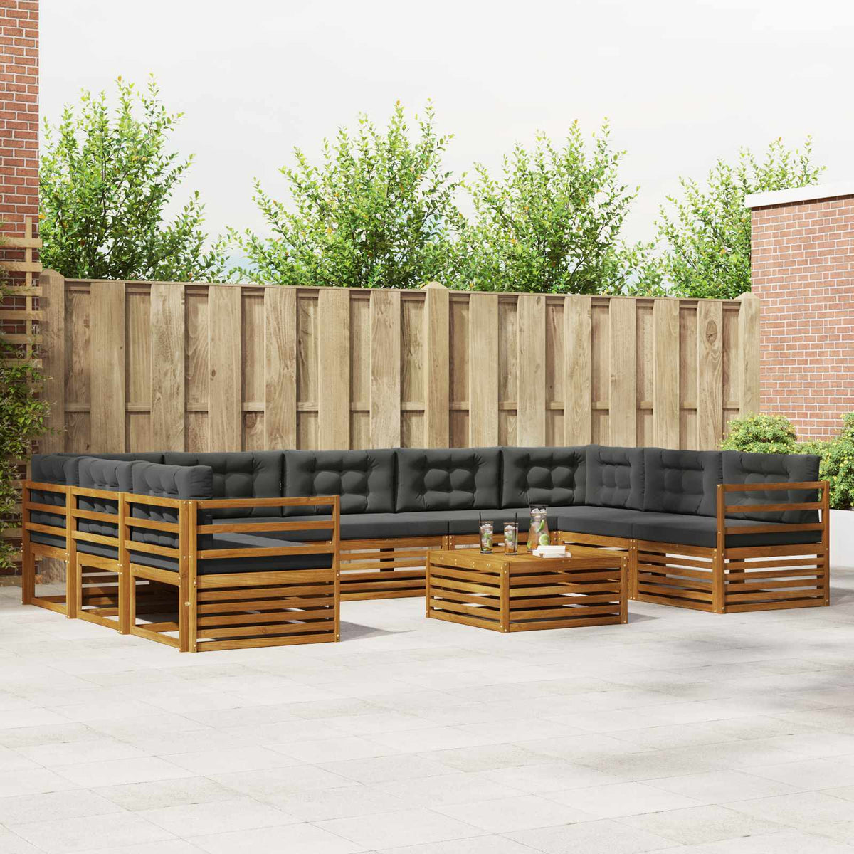 Set vanjskih sofa 10 kom. Prirodna i antracit 79 x 79 x 37 cm