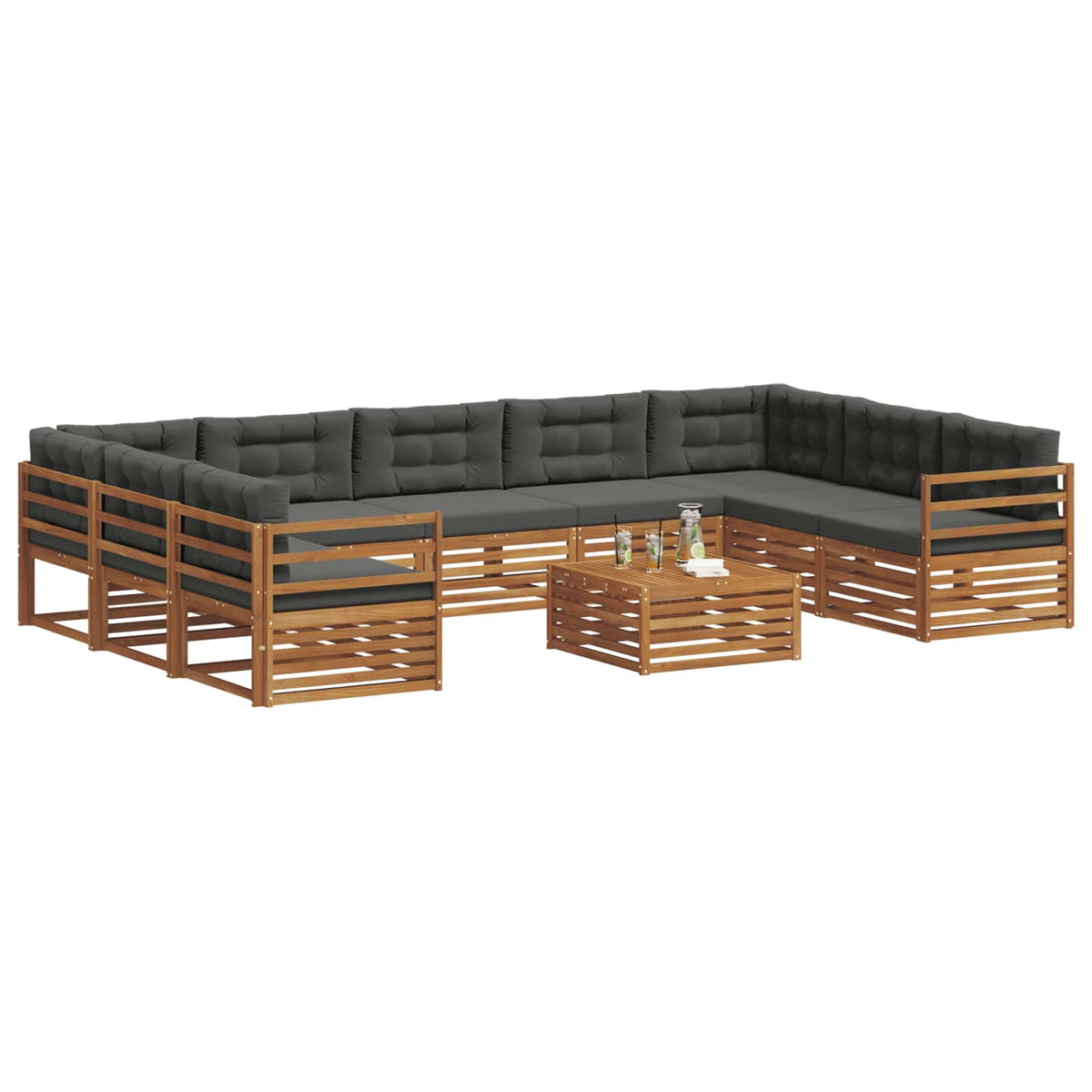Set vanjskih sofa 10 kom. Prirodna i antracit 79 x 79 x 37 cm