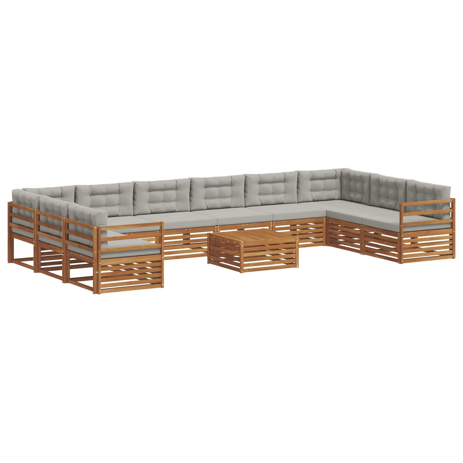 Setovi sofa 11 pcs Prirodna i svijetlo siva Čvrsto drvo akacije