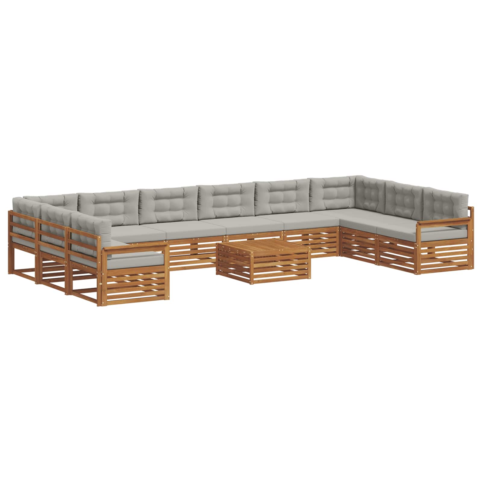 Setovi sofa 11 pcs Prirodna i svijetlo siva Čvrsto drvo akacije