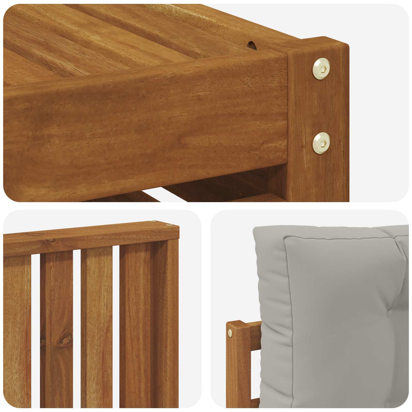 Setovi sofa 11 pcs Prirodna i svijetlo siva Čvrsto drvo akacije