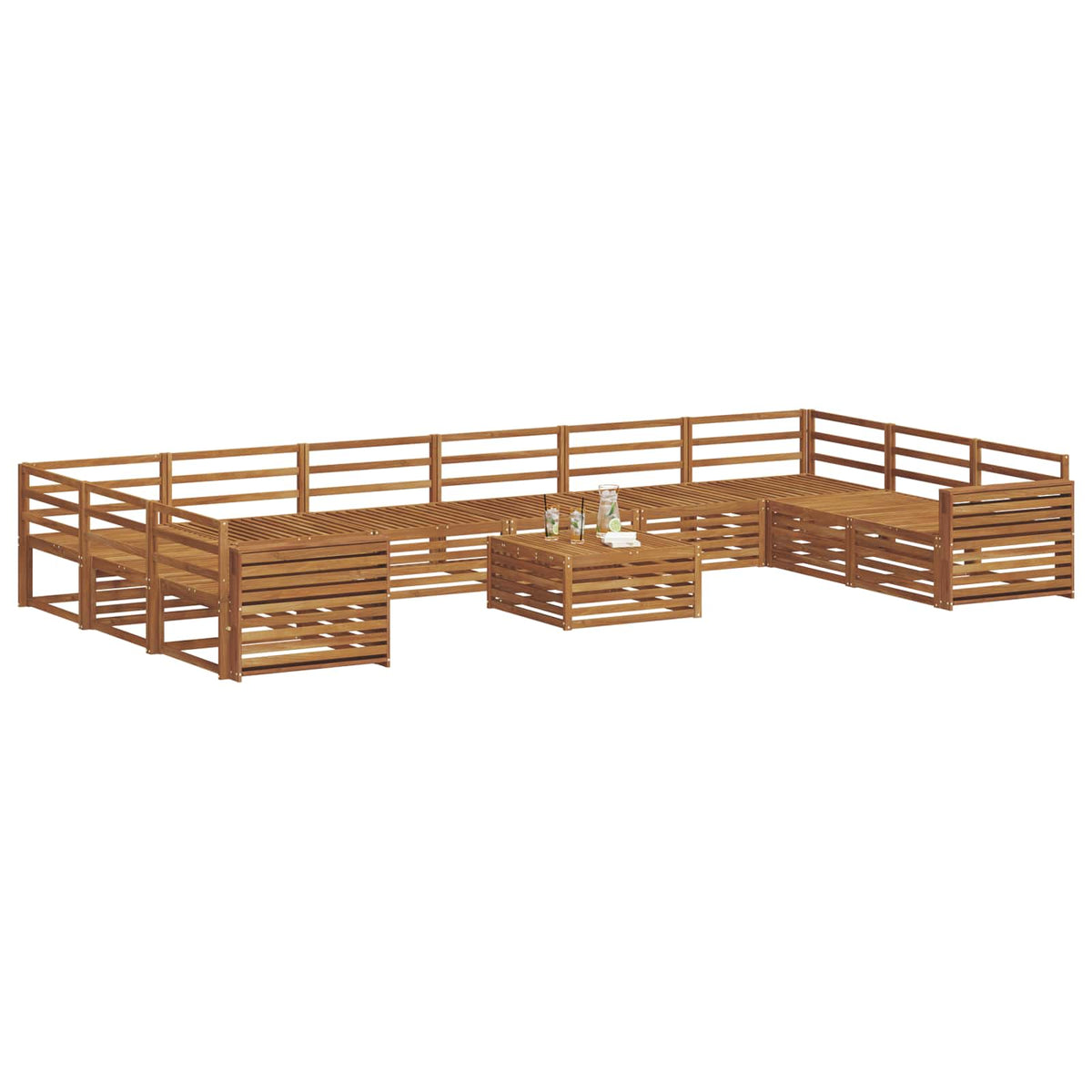 Setovi sofa 11 kom. Prirodna Čvrsto drvo akacije 483 x 251,5 x 73 cm