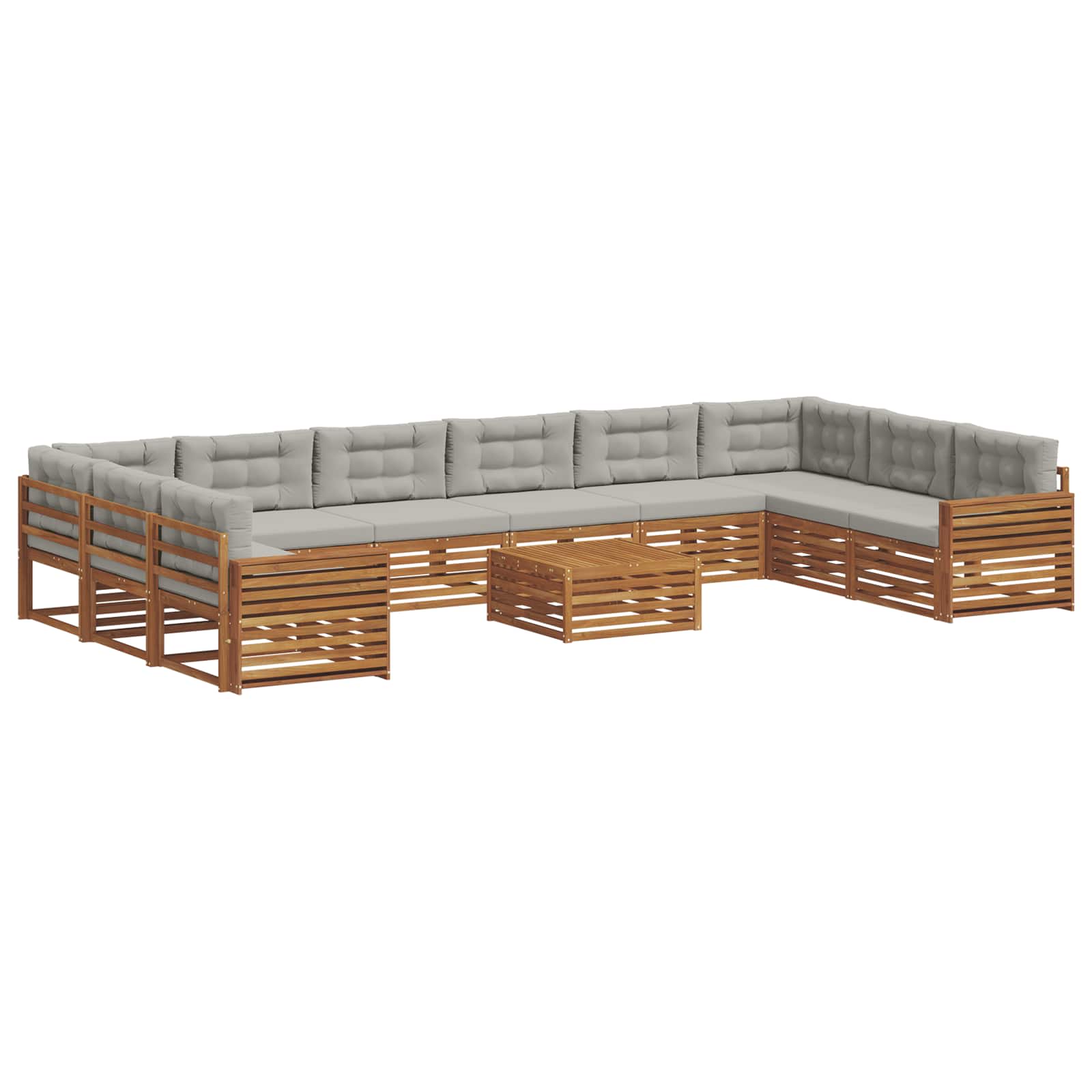 Setovi sofa 11 pcs Prirodna i svijetlo siva Čvrsto drvo akacije