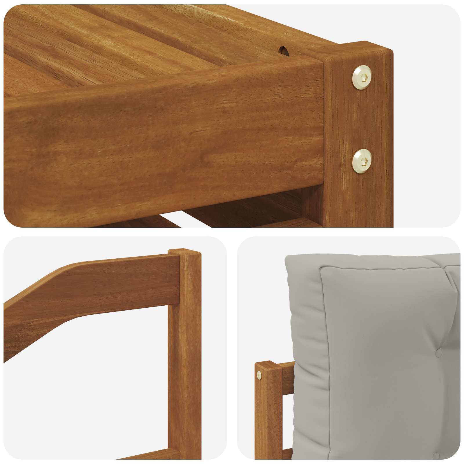 Setovi sofa 11 pcs Prirodna i svijetlo siva Čvrsto drvo akacije