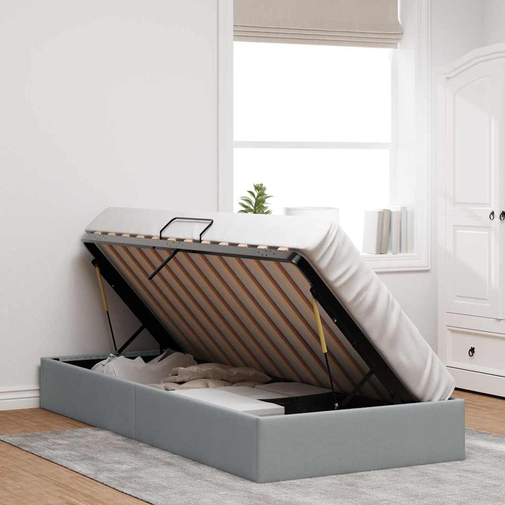 Krevet s od storage Svijetlo siva 203 x 100 cm tkanina