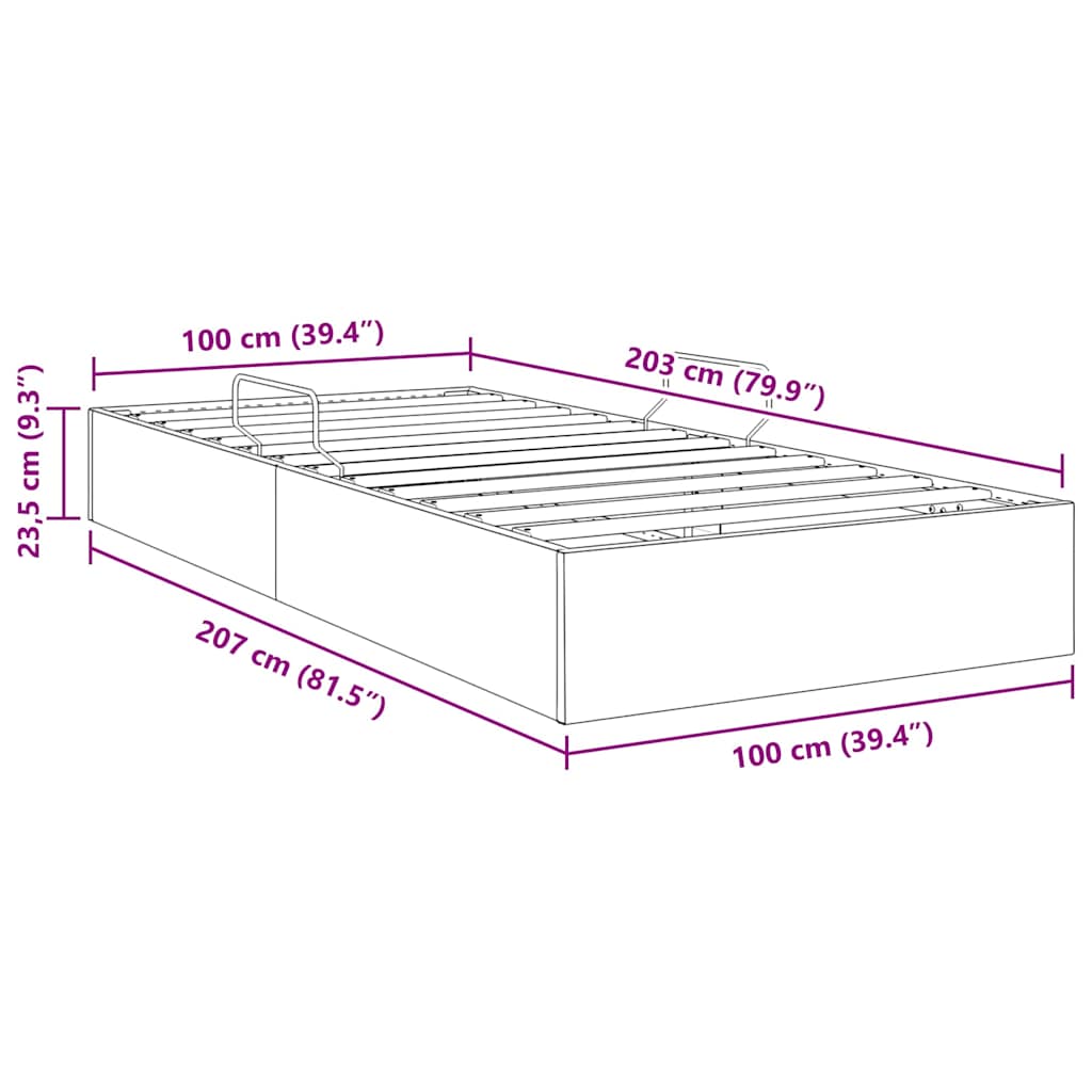 Krevet s od storage Svijetlo siva 203 x 100 cm tkanina