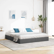 Krevet s od storage s madracem Tamno siva 193 x 203 cm tkanina